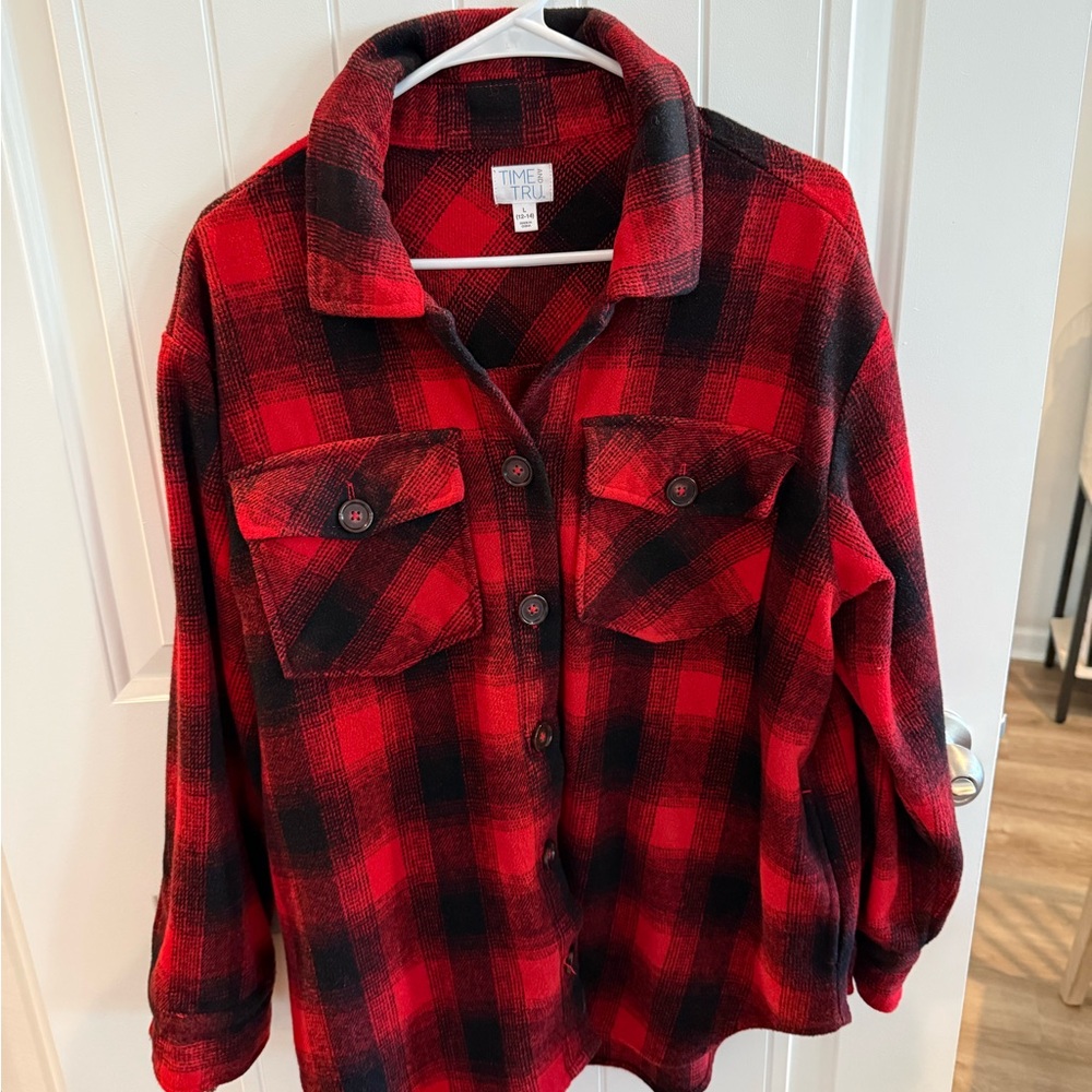 Time and Tru Red and Black Checkered Shirt